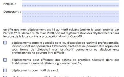 [Mesures relatives à la lutte contre la propagation du virus covid-19]