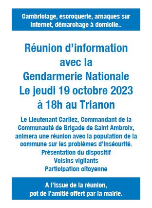 Réunion avec la Gendarmerie Nationale