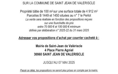 VENTE PARCELLES B1449-1450 LE PERLOT
