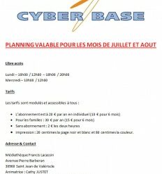 CYBERBASE – HORAIRES DU LIBRE ACCÈS DURANT L’ÉTÉ