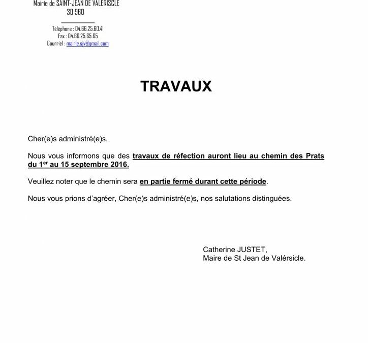 TRAVAUX CHEMIN DES PRATS