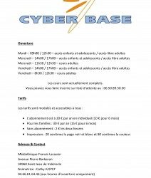 NOUVEAUX HORAIRES POUR LA CYBERBASE VALABLES À PARTIR DU 1er JANVIER 2016