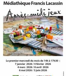 Reprise des après-midi jeux à la Médiathèque.