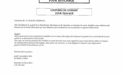 COUPURE DE COURANT POUR TRAVAUX – 2 Le Village