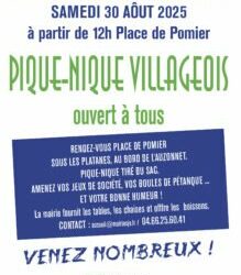 Pique-nique villageois le samedi 30 août à Pommiers