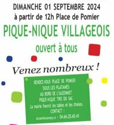 Pique-nique villageois dimanche 1er septembre à Pomier