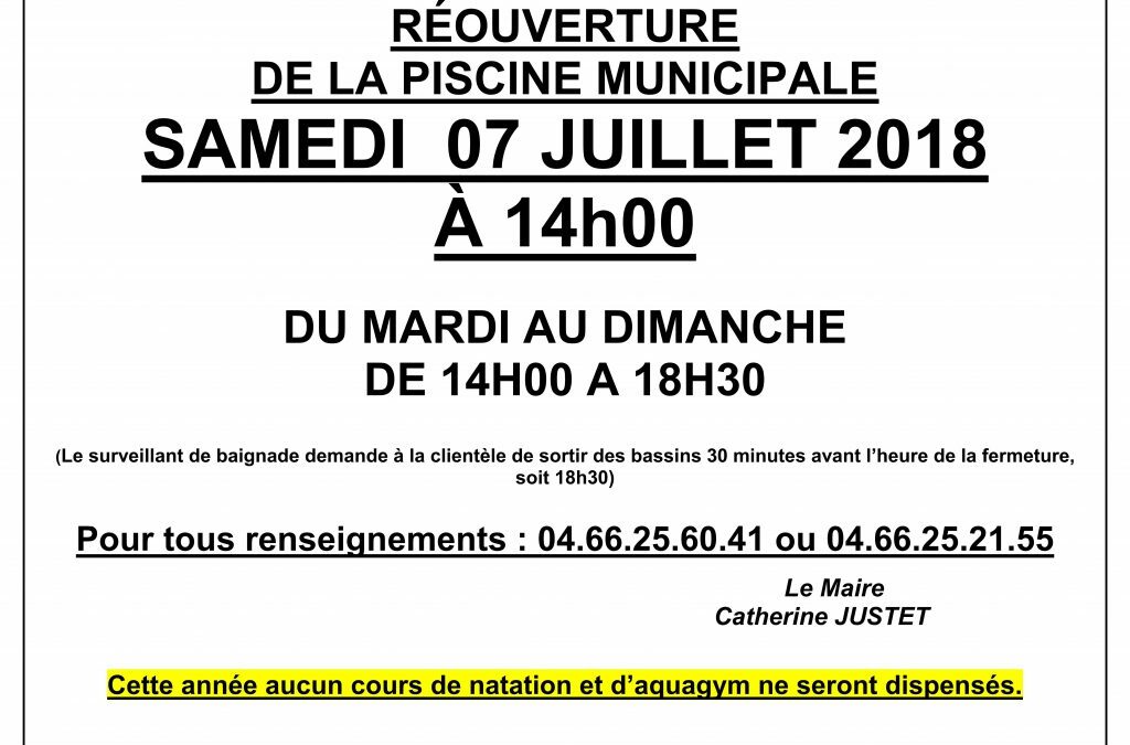 OUVERTURE PISCINE MUNICIPALE