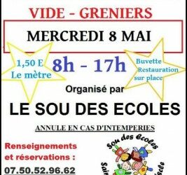 VIDE GRENIER DU SOU DES ECOLES – MERCREDI 8 MAI