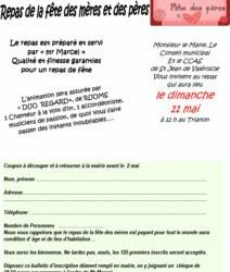 Repas de la fête des mères du CCAS le dimanche 11 mai.